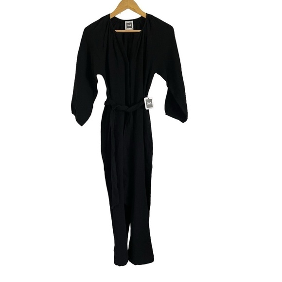 NOM Alma Maternity Nursing Friendly Slub Cotton Jumpsuit - Picture 3 of 13